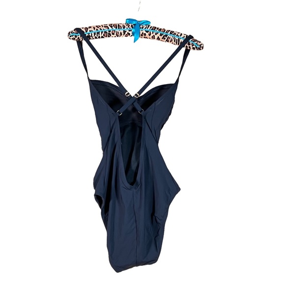 Bleu Rod Beattie One Piece Black Swimsuit with Ruching & Gold Tone Accen… - Picture 8 of 13